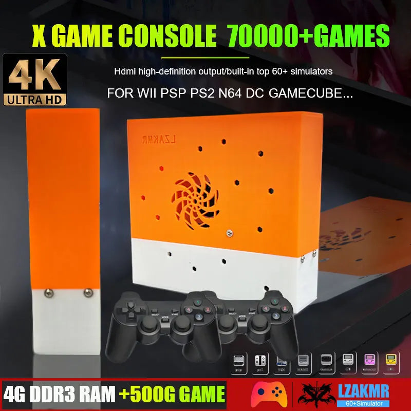 Super Game Console X Plug and Play On TV 1037U 500G HDD 70000+Games For Wii PS2 N64 PSP GameCube N64 Saturn Wireless handle