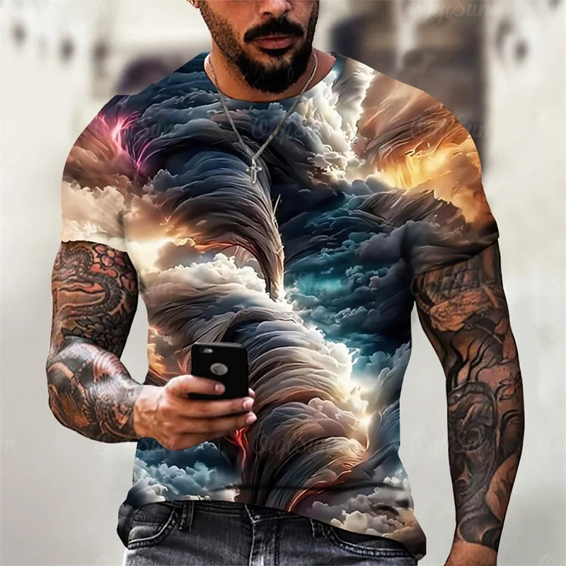 3D Lightning Graphic Men’s T-Shirt