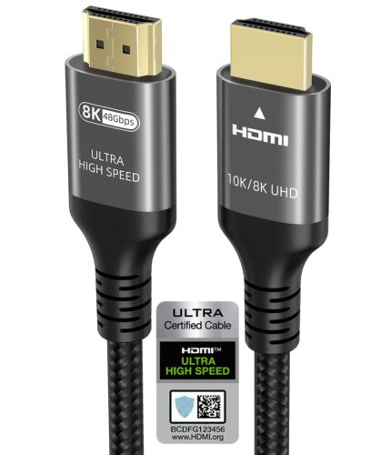 10K 8K 4K HDMI Cable 48Gbps 5 FT, Certified Ultra High Speed HDMI® Cable 4K 240Hz 144Hz 120Hz 8K60Hz 0.01ms HDR10+ eARC HDCP2.3 Netflix Roku TV PC Monitor Projector PS5 Xbox