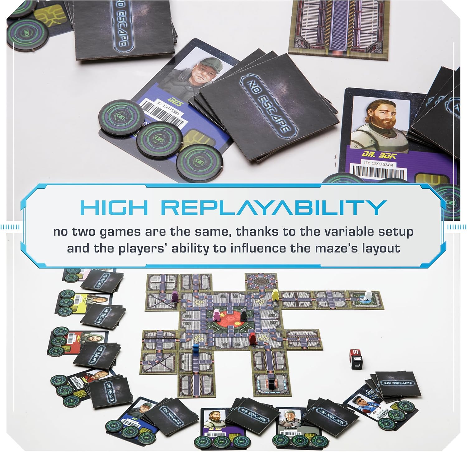 No Escape Board Game - Strategy Board Games for Adults, Family Games, Party Games. Unique Strategic Space Sabotage Traitor Maze Game with Tiles - Fun for Kids, Teenagers, Adults. 2 to 8 Players. - Image 6