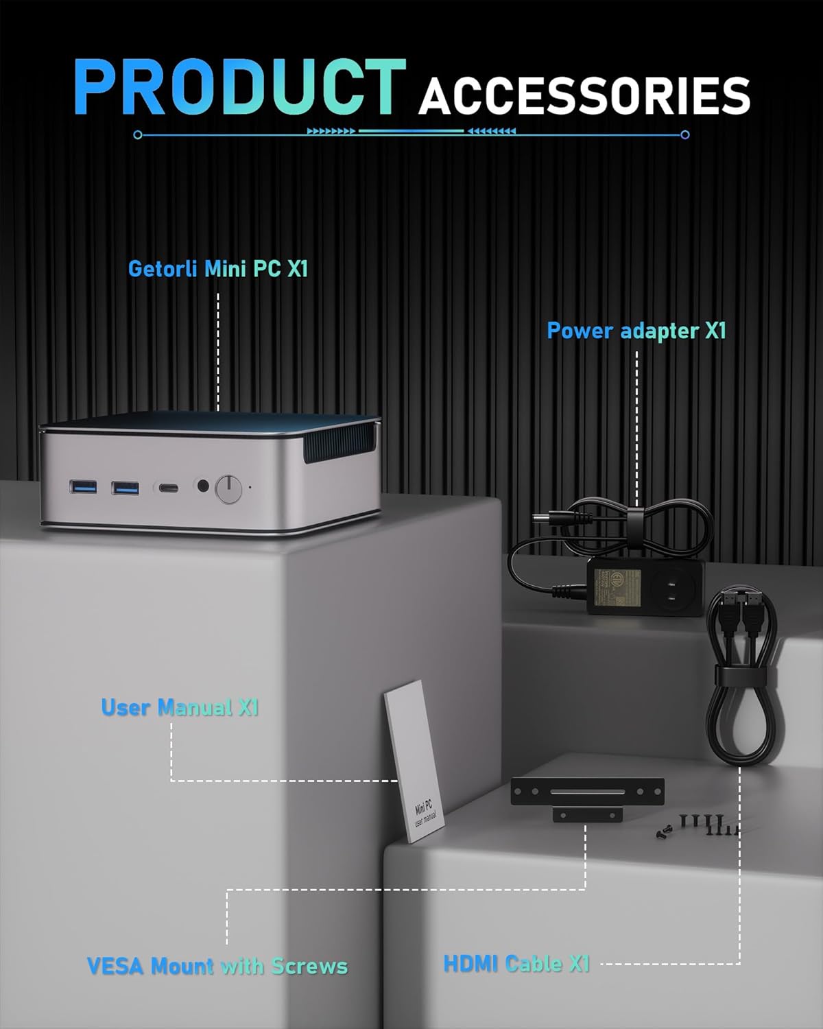 Getorli Mini PC, Dual LAN AMD R5 7430U(Max 4.3GHz), Mini Computers 16GB DDR4 RAM 1TB SSD, Mini Desktop Computer 4K 60Hz Displays/HDMI/Type-C/USB Ports/RJ45/WiFi 6/BT5.0 for Home/Office/Casual Games - Image 8