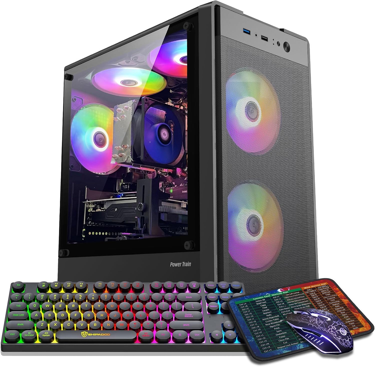 Prebuilt Gaming PC Desktop Computer,Intel Core i7 Desktop,Operating at A Frequency of 3.4-3.9 GHz,RX590 Graphics Card with 8GB GDDR5 Video Memory,16GB RAM, 1TB NVME SSD,WiFi 5.0,RGB Fan x5 Prebuilt Gaming PC Desktop Computer,Intel Core i7 Desktop,Operating at A Frequency of 3.4-3.9 GHz,RX590 Graphics Card with 8GB GDDR5 Video Memory,16GB RAM, 1TB NVME SSD,WiFi 5.0,RGB Fan x5