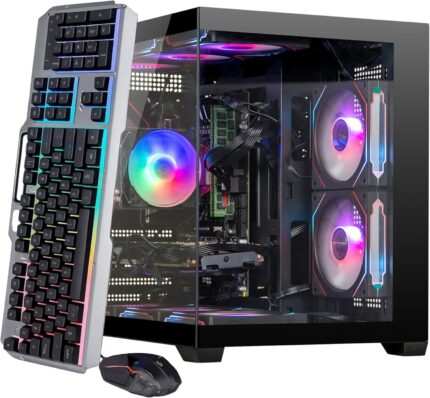 Gaming PC Computer Desktop – i7 Xeon E5 3.20 GHz 12-Core Processor, GeForce GTX1660 6GB, 16GB RAM, 512GB SSD + 1TB HDD, Wi-Fi 6 & Bluetooth 5.4, 9 ARGB Fans, Windows 11 Pro, 650W PSU