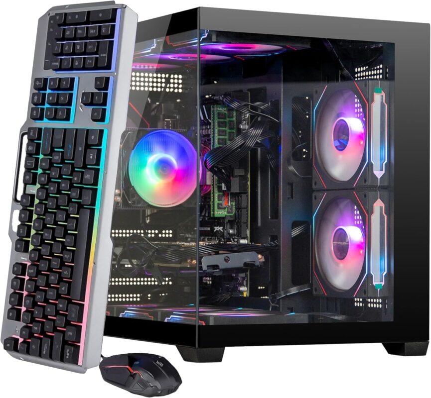 Gaming PC Computer Desktop – i7 Xeon E5 3.20 GHz 12-Core Processor, GeForce GTX1660 6GB, 16GB RAM, 512GB SSD + 1TB HDD, Wi-Fi 6 & Bluetooth 5.4, 9 ARGB Fans, Windows 11 Pro, 650W PSU