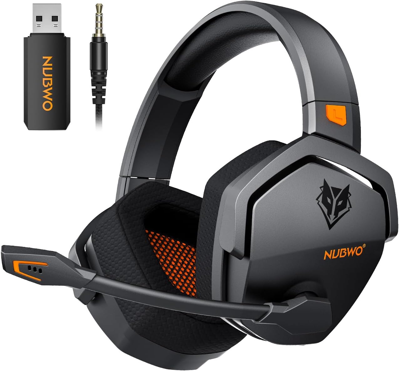 NUBWO Wireless Gaming Headset with Mic for Ps5 Ps4 PC, Zero Interference, 100-Hour Battery All-Day Play, 23ms Sync for Fortnite & Call of Duty/FPS Gamers, Triple Mode All Devices Compatible – Orange NUBWO Wireless Gaming Headset with Mic for Ps5 Ps4 PC, Zero Interference, 100-Hour Battery All-Day Play, 23ms Sync for Fortnite & Call of Duty/FPS Gamers, Triple Mode All Devices Compatible – Orange