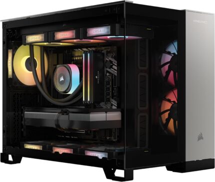 Corsair Vengeance a5100 Gaming PC – Liquid Cooled AMD Ryzen™ 7 9800X3D, NVIDIA® GeForce RTX™ 5090 GPU, 64GB Dominator Titanium RGB DDR5 Memory, 2+2TB M.2 SSD – Black/Silver