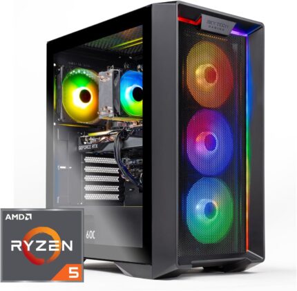 Skytech Gaming Nebula Desktop PC, Ryzen 5 5500 3.6 GHz (4.2GHz), AMD RX 6500XT 4GB, 1TB NVMe SSD, 16GB DDR4 RAM 3200, 650W Gold PSU, Wi-Fi, Win 11