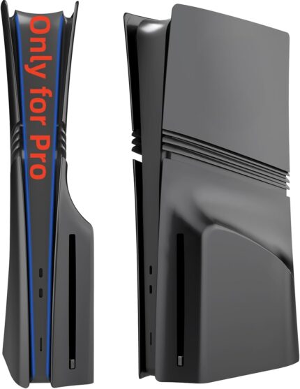 Pro Disc Edition Cover Plates for New PS5 Pro Console, Shell Panels Compatible with New PlayStation 5 Pro Accessories Protective Replacement Faceplate (Black)