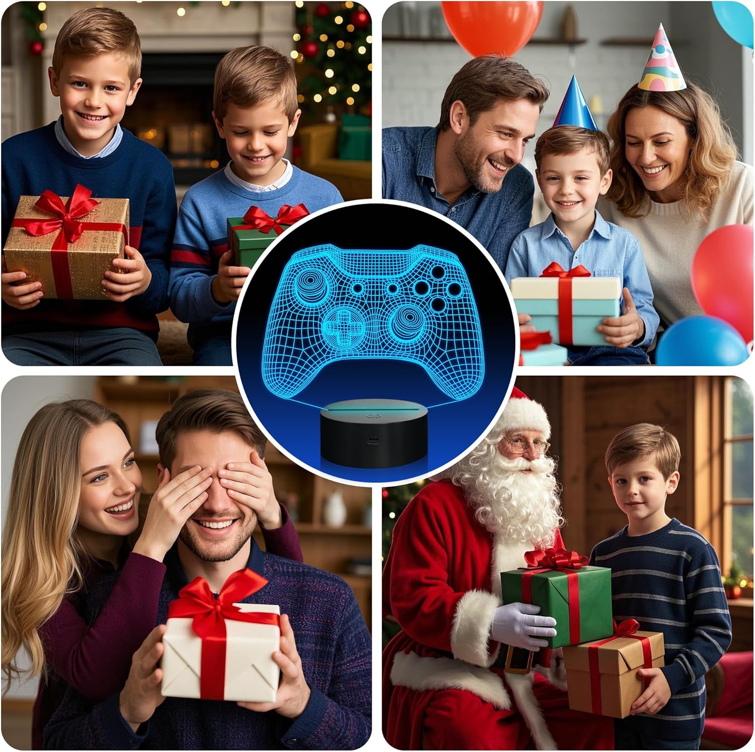 Attivolife Gamepad 3D Illusion Lamp, Controller Night Light with Remote Control + Timer 16 Color Changing Desk Lamp Kids Gamer Room Decor Plug in Best Cool Festival Birthday Gift for Boy Men - Image 3