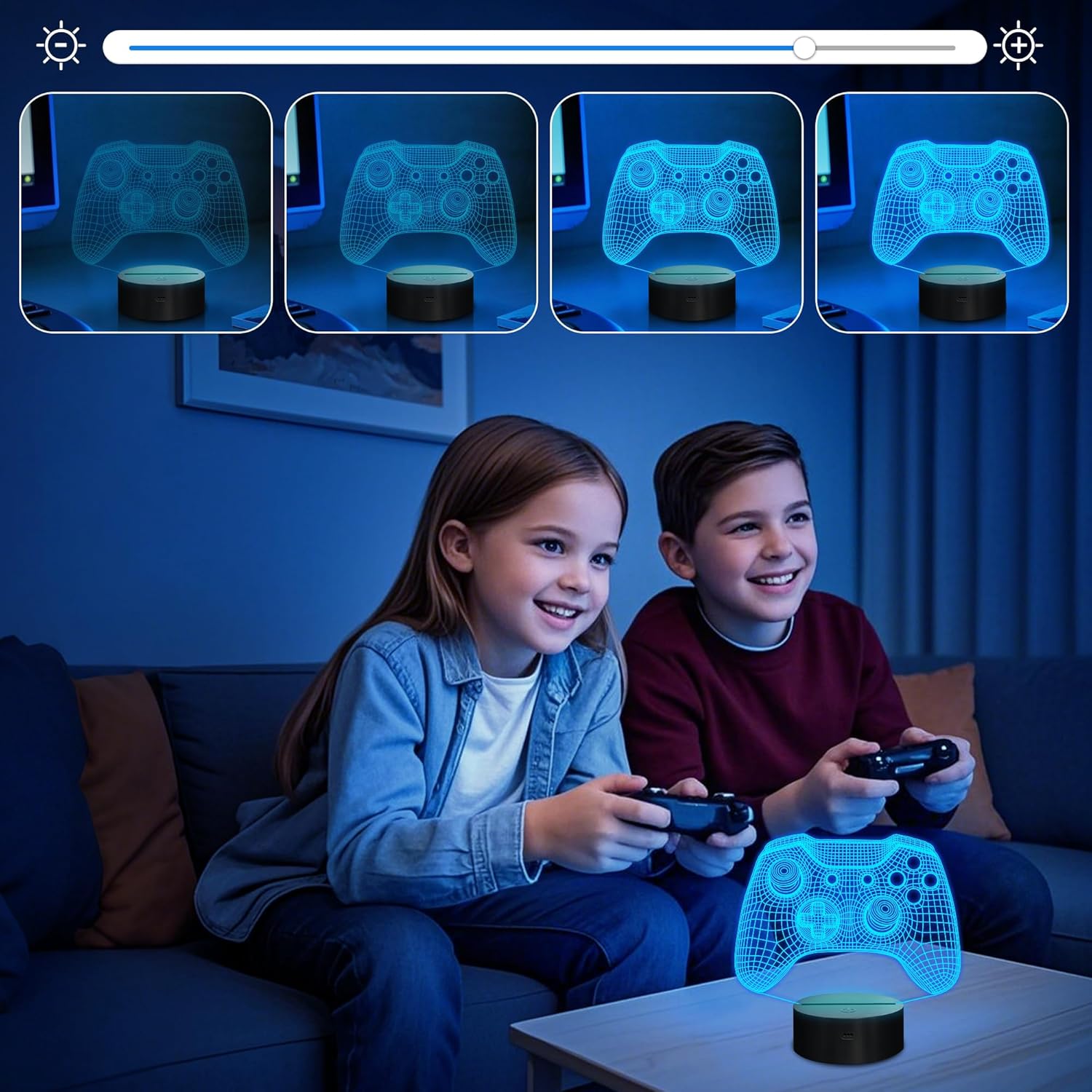 Attivolife Gamepad 3D Illusion Lamp, Controller Night Light with Remote Control + Timer 16 Color Changing Desk Lamp Kids Gamer Room Decor Plug in Best Cool Festival Birthday Gift for Boy Men - Image 5