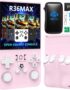 R36MAX Retro Handheld Game Console, 4.0 Inch 720x720 IPS Screen, Built-in 22000+ Classic Game,4000mAh Battery Portable Retro Gaming Console (Pink, 128GB)