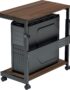 EUREKA ERGONOMIC PC Stand Computer Cart, Height Adjustable Tower Stand 2-Tier Suit for ATX Case Printer, Metal Rolling Cart on Wheels for Gaming Home Office, Walnut
