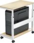EUREKA ERGONOMIC PC Stand Computer Cart, Height Adjustable Tower Stand 2-Tier Suit for ATX Case Printer, Metal Rolling Cart on Wheels for Gaming Home Office, Maple