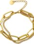 18K Gold Plated Water-Resistant Bracelet Stack for Women – Stainless Steel, Non-Tarnish Layered Paperclip & Double Chain, Adjustable Trendy Jewelry - Gift for Women