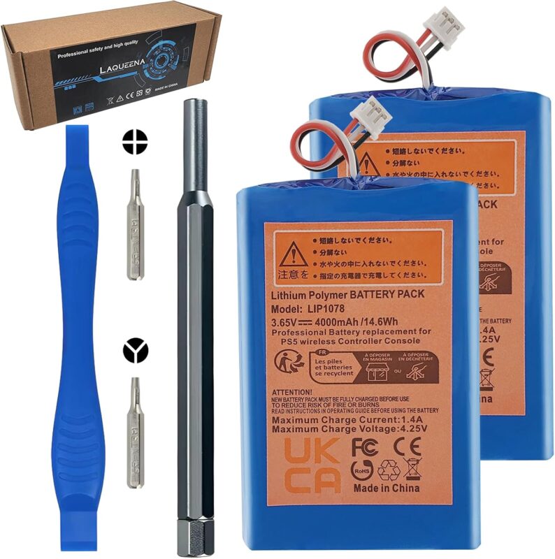 2-Pack LIP1078-2 4000mAh Battery Compatible with Sony PS5 PlayStation 5 Dual Sense Controller CFI-ZCT1W Gamepad 14.6WH
