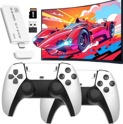 2025 Retro Gaming Console – 64GB Game Stick with 20,000+ Games, Plug & Play Video Games 4K HDMI Output + 2 Controllers for TV Retro Game Console 2.4GHz