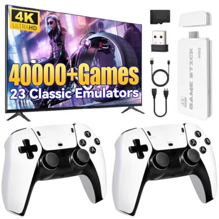 2025 Upgraded Retro Gaming Console, 4K HDMI Video Game Consoles with 40,000+ Games & 23 Emulators, Plug and Play Video Gaming Stick (128G)