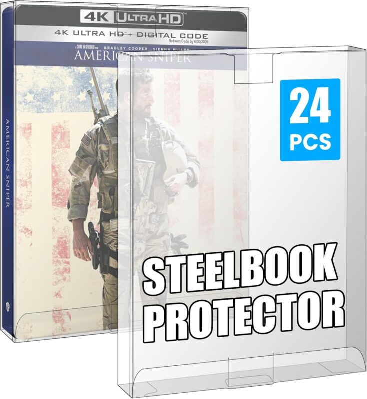 24 Pack Steelbook Protector Case Compatible with 4K UHD, Blu-Ray, Arrow Video w/Slipcover, Criterion, PS3 PS4 PS5 Games & Steelbooks – Crystal Clear Heavy Duty Display Box