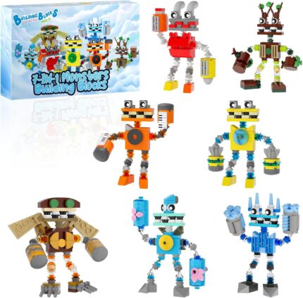 7-in-1 Monsters Building Blocks, 7 Packs Music Game Monster Friends Building Set, Game Action Figure Building Toys for Boys and Girls Adults, 639 PCS