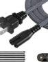 AC Power Cord 15FT (1 Pack), 2 Prong TV Power Cord, Nylon Braid Cable Replacement for Xbox, PS3, PS4, PS5, Compatible for Printer, Monitor, Sound Bar, Game Console