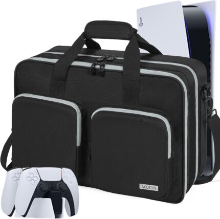 AKOZLIN Full Padded Carrying Travel Bag Compatible with PS5/PS5 Pro Console PlayStation 5 Monitor,Headset,Game,Charger & Accessories Storage Case [Video Game]
