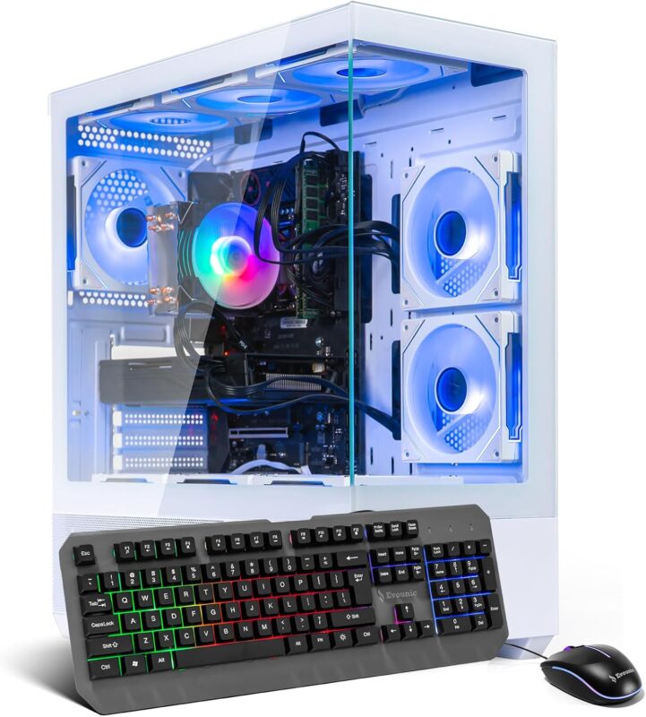ARGB Gaming PC Computer Desktop – i7 Xeon E5 3.20GHz, GeForce GTX 1080TI 11GB, 16GB RAM, 512GB SSD + 1TB HDD, WiFi 6 & BT 5.4, 9× ARGB Fans, Windows 11, High-Performance Gaming Tower