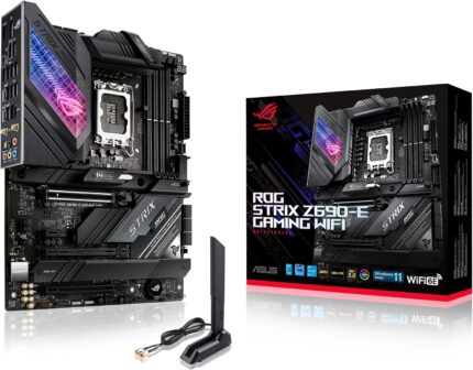 ASUS ROG Strix Z690-E Gaming WiFi Desktop Motherboard – Intel Z690 Chipset – Socket LGA-1700 – Intel Optane Memory Ready – ATX – Pentium Gold, Celeron, Core i5, Core i7, Core i9 Processor Supported –