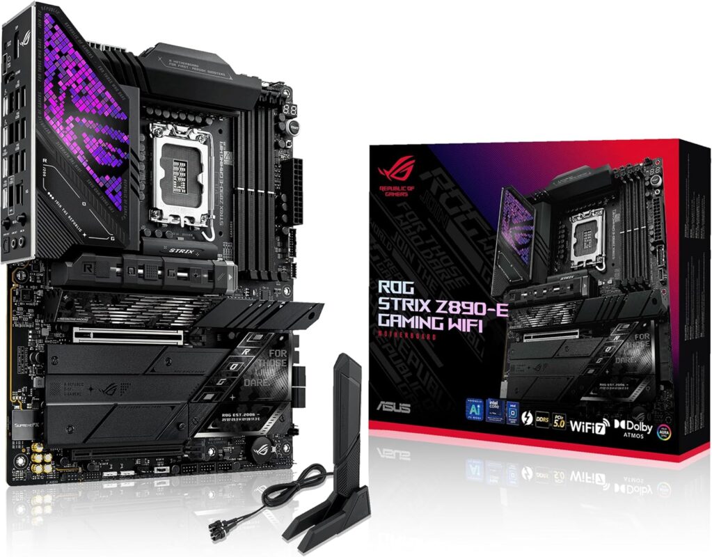 ASUS ROG Strix Z890-E Gaming WiFi Intel® Z890 LGA 1851 ATX Motherboard, Advanced AI PC-Ready, 18+2+1+2 Stages, DDR5, WiFi 7, 7X M.2, Thunderbolt™ 4, USB Type-C®, AI Overclocking, Cooling & Networking