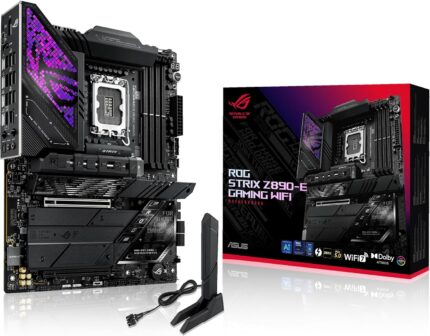 ASUS ROG Strix Z890-E Gaming WiFi Intel® Z890 LGA 1851 ATX Motherboard, Advanced AI PC-Ready, 18+2+1+2 Stages, DDR5, WiFi 7, 7X M.2, Thunderbolt™ 4, USB Type-C®, AI Overclocking, Cooling & Networking