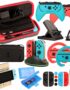 Accessories Kit for Nintendo Switch / Switch OLED Model Games Bundle Wheel Grip Caps Carrying Case Screen Protector Controller