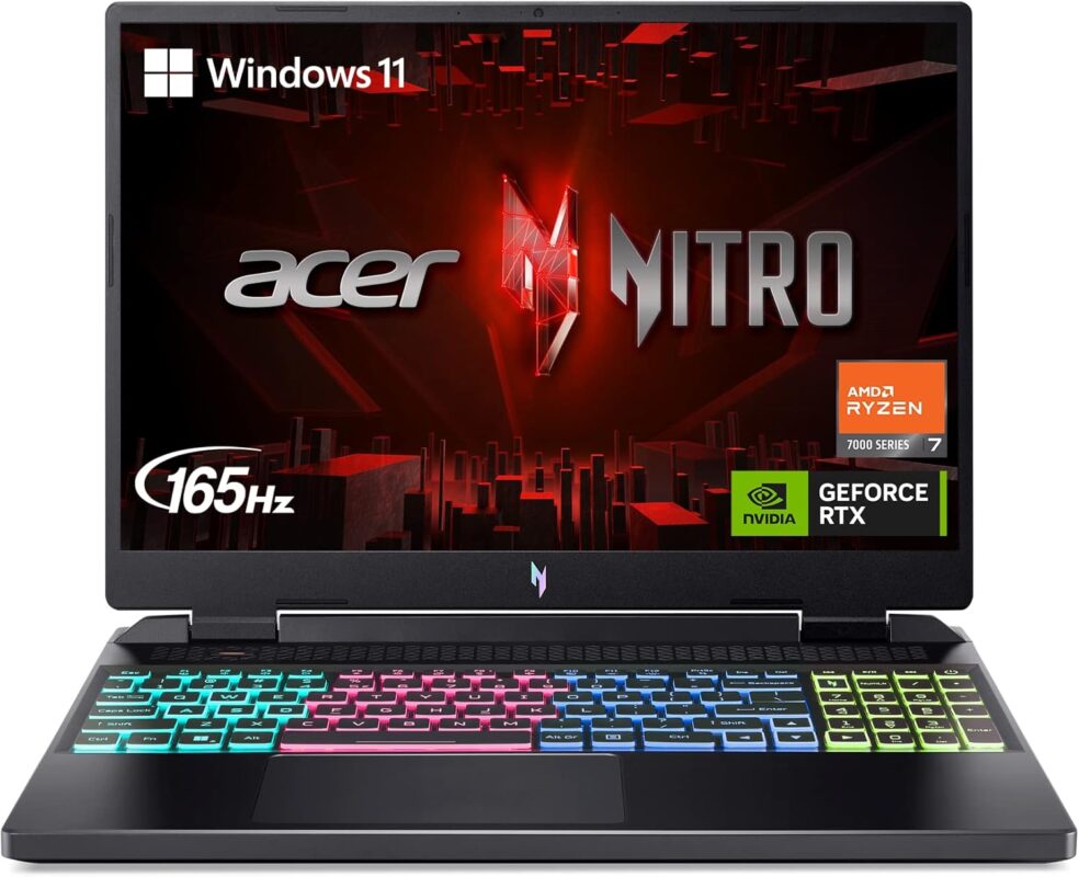 Acer Nitro 16 Gaming Laptop | AMD Ryzen 7 7840HS OctaCore CPU | NVIDIA GeForce RTX 4050 Laptop GPU | 16" WUXGA 165Hz IPS Display | 16GB DDR5 | 1TB Gen 4 SSD | WiFi 6E | RGB Backlit KB | AN16-41-R6WV