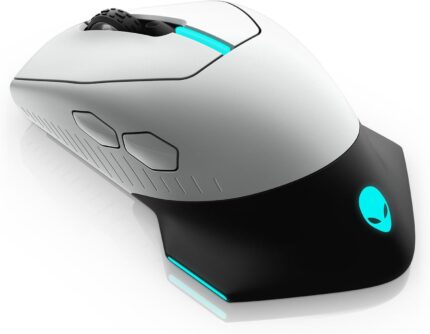 Alienware Wired/Wireless Gaming Mouse AW610M – 16000 DPI, Optical Sensor, Ambidextrous, 7 Buttons, 3-ZONE 16.8m AlienFX RGB Lighting, Edge-Free Design, Ergonomic – Lunar Light