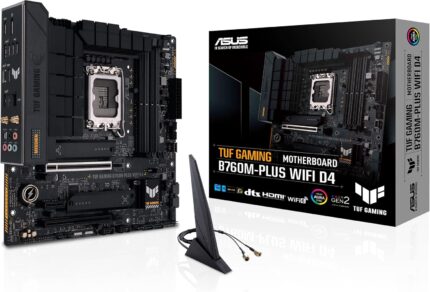 Asus TUF GAMING B760M-PLUS WIFI D4 Intel(13th and 12th Gen)LGA 1700 mATX motherboard,PCIe 5.0,2xPCIe 4.0 M.2 slots,DDR4,WiFi 6,2.5Gb LAN,USB 3.2 Gen 2×2 Type-C,front USB 3.2 Type-C,Thunderbolt (USB4)