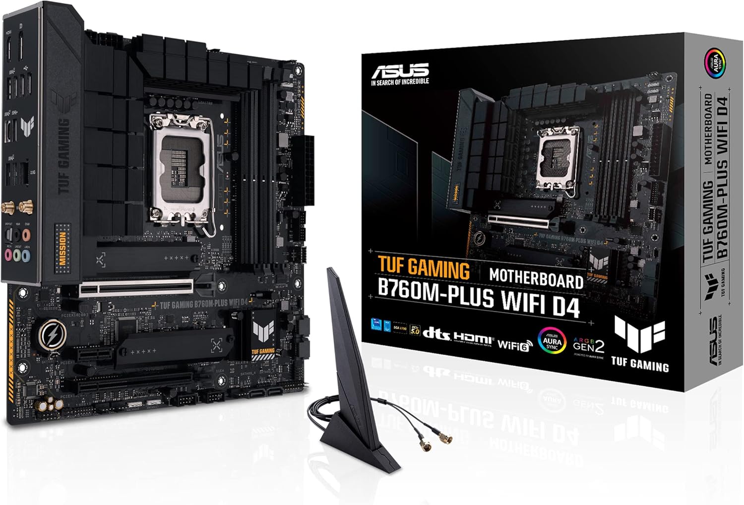 Asus TUF GAMING B760M-PLUS WIFI D4 Intel(13th and 12th Gen)LGA 1700 mATX motherboard,PCIe 5.0,2xPCIe 4.0 M.2 slots,DDR4,WiFi 6,2.5Gb LAN,USB 3.2 Gen 2×2 Type-C,front USB 3.2 Type-C,Thunderbolt (USB4) Asus TUF GAMING B760M-PLUS WIFI D4 Intel(13th and 12th Gen)LGA 1700 mATX motherboard,PCIe 5.0,2xPCIe 4.0 M.2 slots,DDR4,WiFi 6,2.5Gb LAN,USB 3.2 Gen 2×2 Type-C,front USB 3.2 Type-C,Thunderbolt (USB4)