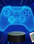 Attivolife Gamepad 3D Illusion Lamp, Controller Night Light with Remote Control + Timer 16 Color Changing Desk Lamp Kids Gamer Room Decor Plug in Best Cool Festival Birthday Gift for Boy Men
