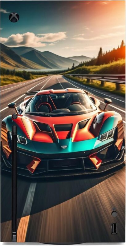 Auto Racing Front Cover Vinyl Wrap Skin Compatible with X-Box Series X