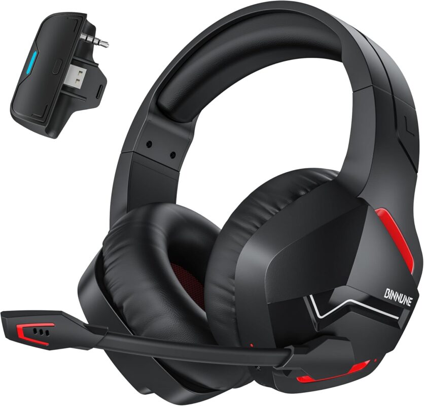 BINNUNE Xbox Wireless Gaming Headset for Xbox Series X/S, Xbox One,120H Ultra-Long Battery, Bluetooth 5.3 Gaming Headphones with Noise-Canceling Mic, Comfortable Over-Ear Headphones, Red