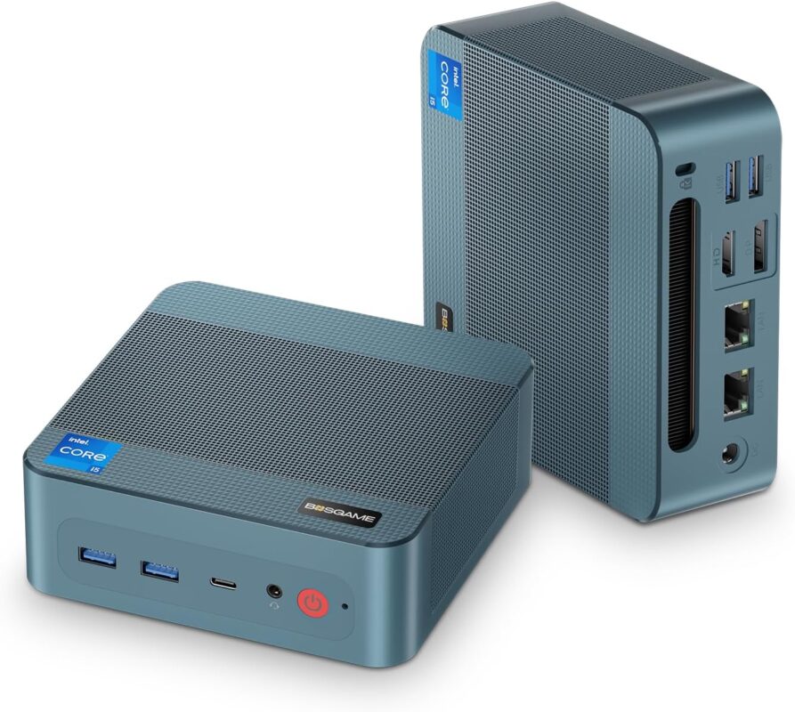 BOSGAME P2 lite Mini Pc I5 12450H, 11 Pro Desktop Computers, 16GB DDR4, 512GB M.2 2280 PCIe 4.0 SSD, WiFi 6, BT5.2, 4K 60Hz Triple Displays HDMI+DP+Type-C, HTPC, NAS, Zoom Meeting, Business Offices
