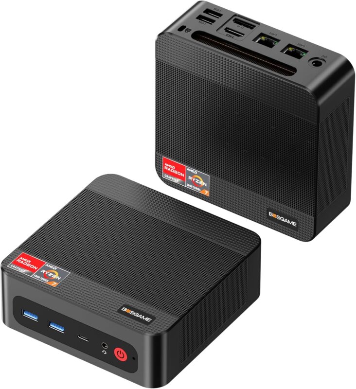 BOSGAME P3 Mini Gaming PC AMD Ryzen 7 7840HS | 32GB DDR5 RAM | 1TB PCIe 4.0 NVMe SSD | Dual Gigabit Ethernet | Triple Display (HDMI/DP/USB-C) | AX210 Wi-Fi 6E | BT 5.2 | Compact Desktop Computer