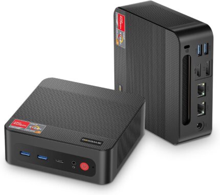 BOSGAME P4 Light Gaming Mini PC, Ryzen 7 5825U, 32GB RAM 1TB SSD, 11 Pro Triple 4K 60HZ Displays Desktop Computers, Support PS3 Emulator Micro PC, HDMI+DP+Type-C, WiFi 6E, BT5.2, Dual 2.5GbE LAN
