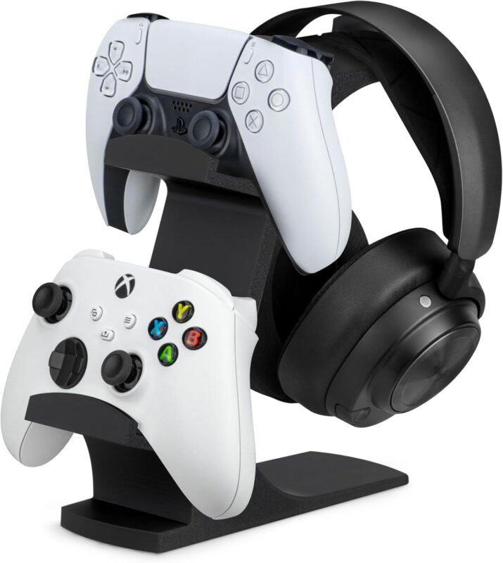 BRAINWAVZ The Gravitas - Headphone Stand & Game Controller Holder for Desk - Universal Design for All Types of Headsets & Gamepads (Black)