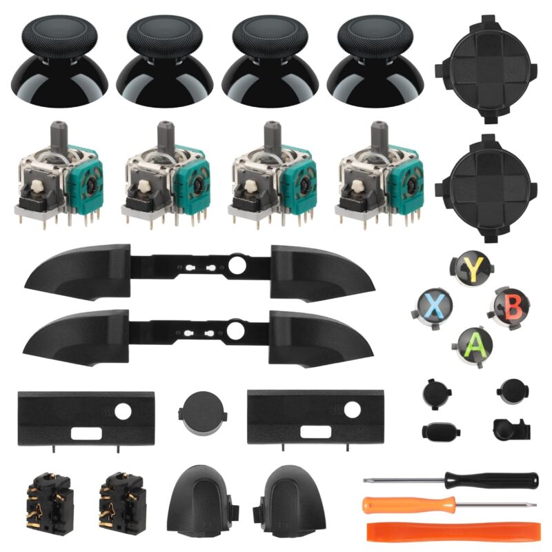 Benseager 25PCS Complete Repair Kit for Xbox Series X/S Controller - Includes 3D Joysticks, Thumbsticks, Bumpers, Buttons, T6 T8 Screwdriver & Other Replacement Parts for Xbox Series X/S Controller