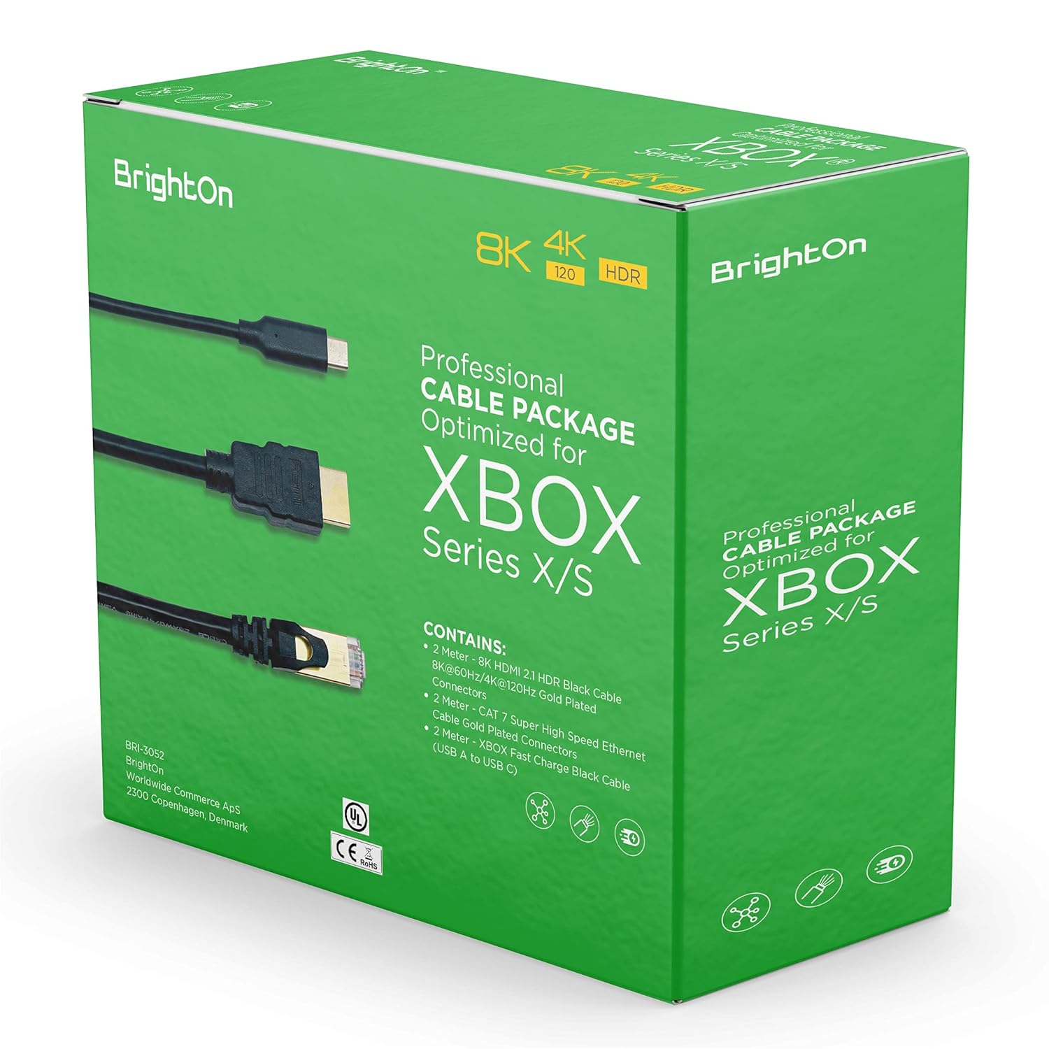BrightOn Optimized Cable Package Compatible with Xbox Series X/S | 8K HDMI 2.1 HDR Black Cable 8K@60Hz/4K@120Hz | CAT 7 Super High Speed Ethernet Cable | Fast Charge (USB A to USB C) (2 Meter Cables) BrightOn Optimized Cable Package Compatible with Xbox Series X/S | 8K HDMI 2.1 HDR Black Cable 8K@60Hz/4K@120Hz | CAT 7 Super High Speed Ethernet Cable | Fast Charge (USB A to USB C) (2 Meter Cables)