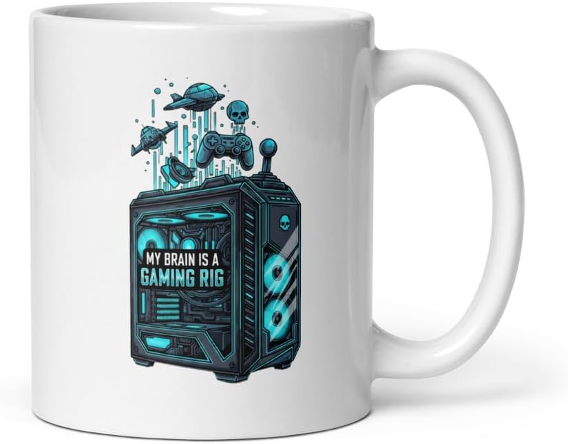 Bubble Gum Tees Gaming Rig Brain Mug | Esports Gamer Coffee Cup | Funny PC Enthusiast Gift | 11oz Ceramic Drinkware Bubble Gum Tees Gaming Rig Brain Mug | Esports Gamer Coffee Cup | Funny PC Enthusiast Gift | 11oz Ceramic Drinkware