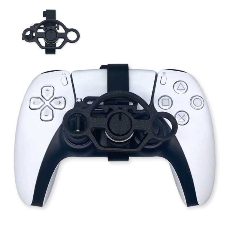 CHOWONE Mini Steering Wheel for PS5 Game Controller Remote Control Accessory for PS5 Racing Games Controller Steering Wheel Attachment PS Controller Wheel (Black)