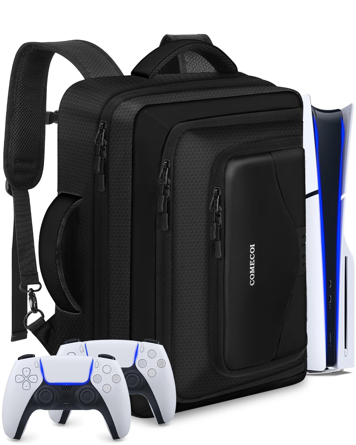COMECOI Carrying Case for PS5, Travel Backpack for PS 5 Pro, Large Capacity Protective Storage Bag Compatible with Playstation 5 Disk/ Digital Edition Console, Controllers, Cards, Accessories COMECOI Carrying Case for PS5, Travel Backpack for PS 5 Pro, Large Capacity Protective Storage Bag Compatible with Playstation 5 Disk/ Digital Edition Console, Controllers, Cards, Accessories
