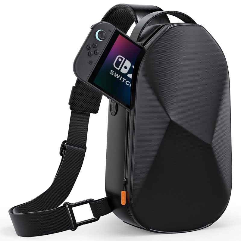 COOWPS Sling Bag for Nintendo Switch 2 (2025)/PlayStation Portal/Steam Deck, Stylish Portable Crossbody Bag with EVA Hard Shell External Thickened Lining Full Protection Game Console Travel Pouch