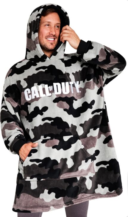 Call of Duty Blanket Hoodie for Men, Teens, Camo Wearable Blanket, Fleece Hooded Poncho, Cozy Loungewear, Gamer Gifts for Men