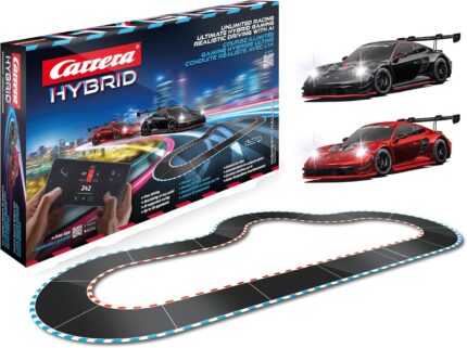 Carrera Hybrid Highway Challenge – Racing Fun of The New Generation – Legendary Porsche 911 GT3 R in 1:50 Scale – Hybrid Technology with AI Support – Control via Smartphone App