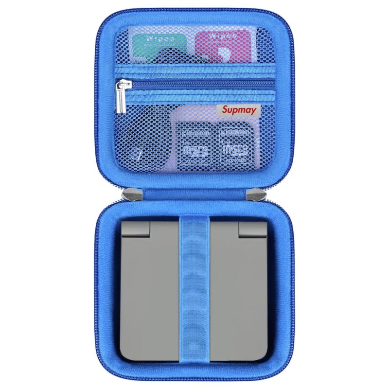 Carrying Case for RG34XXSP/RG35XXSP/Miyoo Flip V2 Retro Game Console, Portable Handheld Game Console Travel Storage Case with Mesh Bag for SD Card, USB Charging Cable, User Manual, Blue